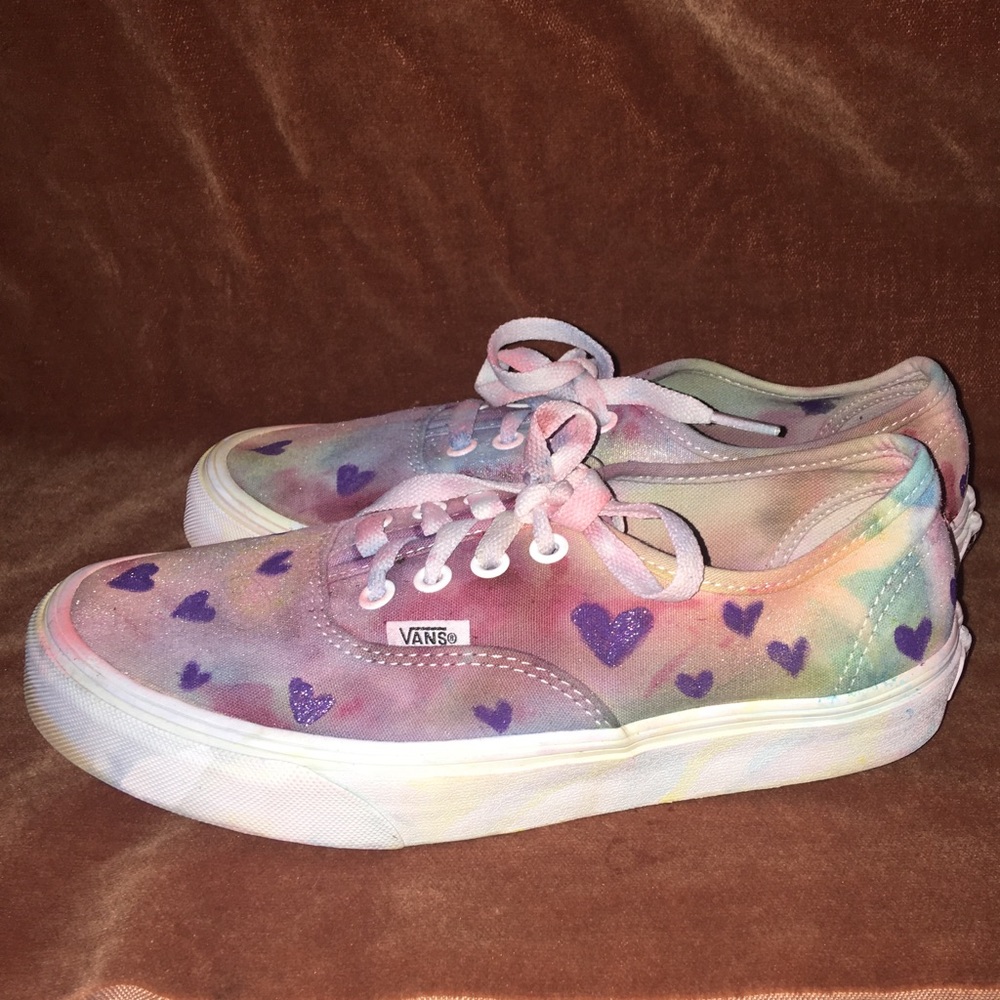 Vans Authentic Tie Dye, Tie Dye Vans, Heart Vans, Vans Hearts Sneakers